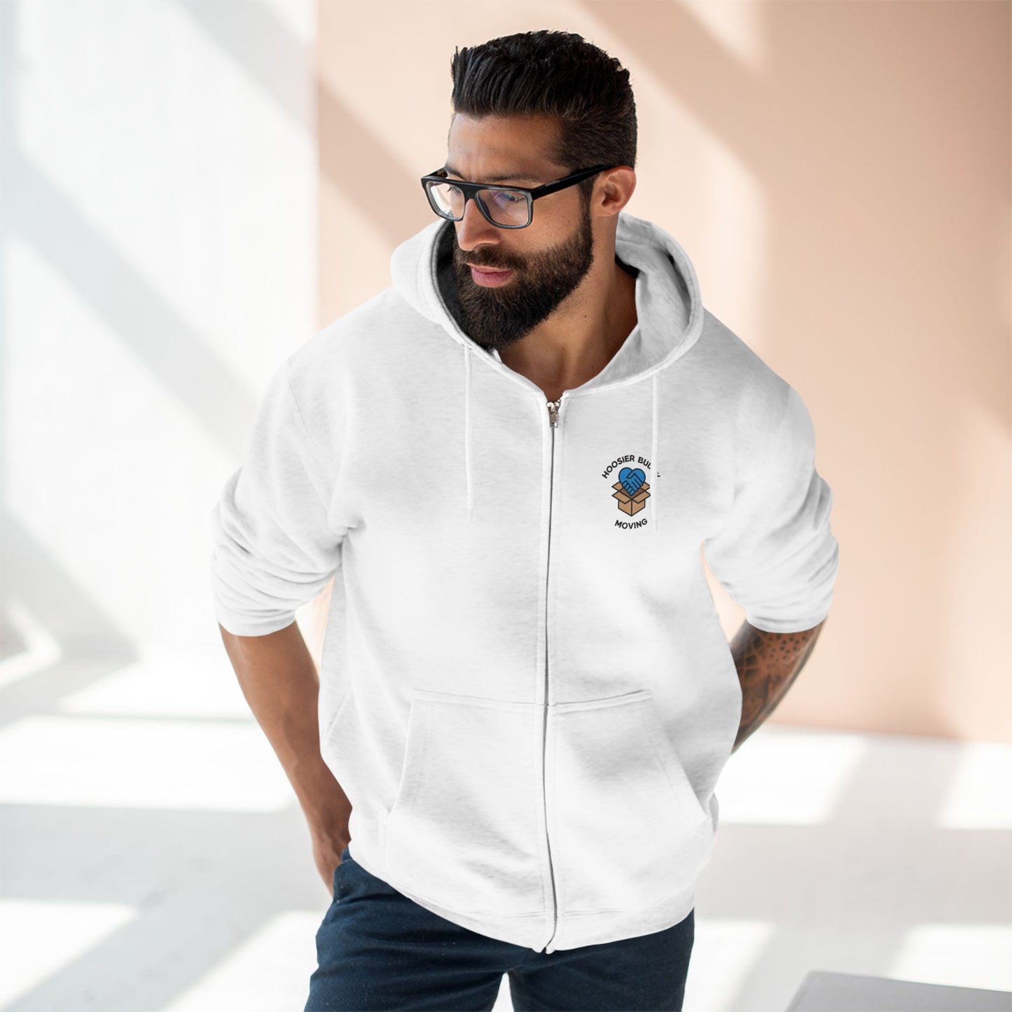 Hoosier Buddy Unisex Zip Hoodie - White