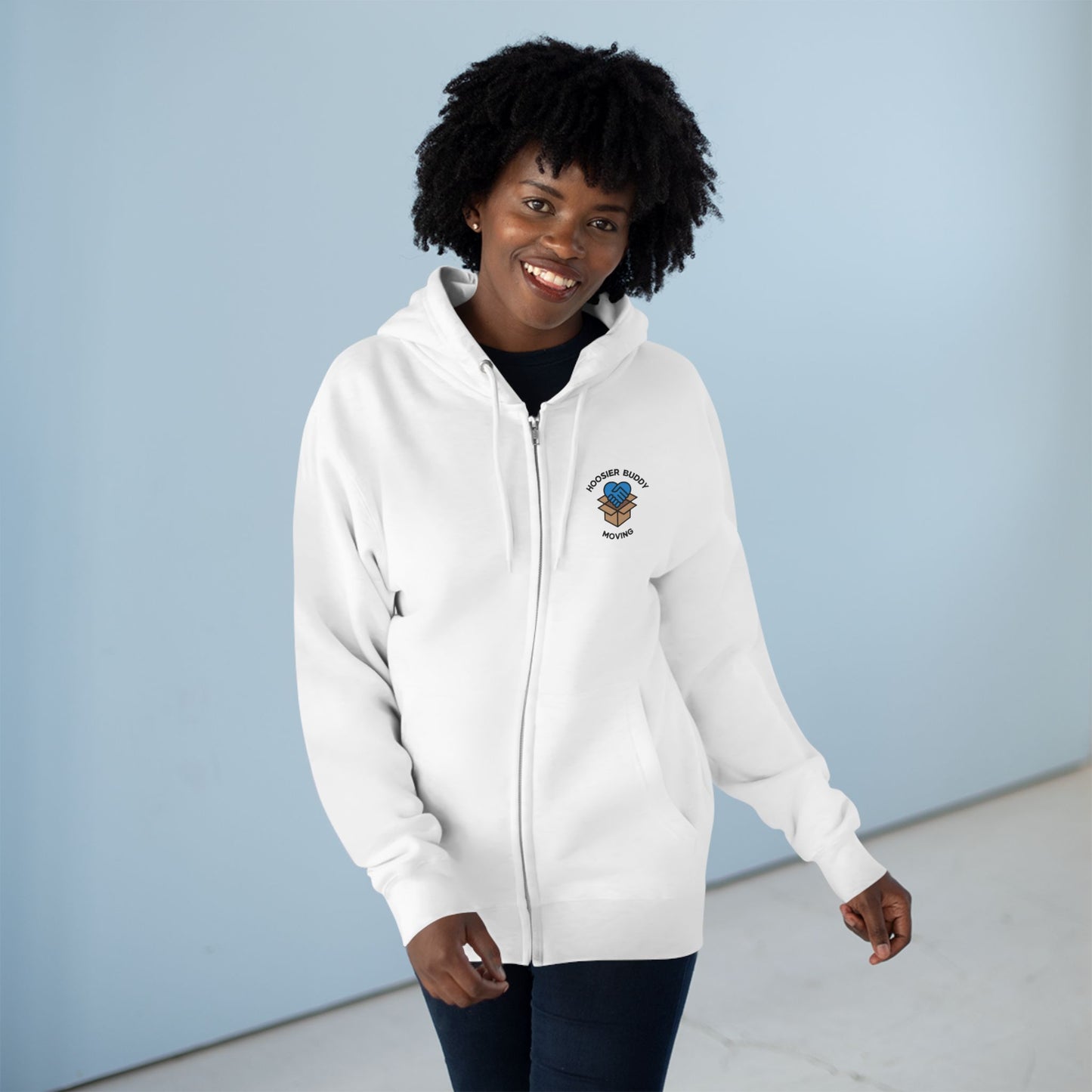 Hoosier Buddy Unisex Zip Hoodie - White
